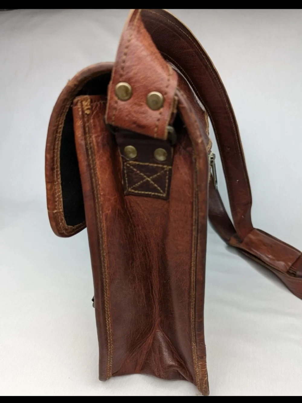 Great Seal of The State of Oklahoma 1907 Leather Crossbody Messenger Bag VTG